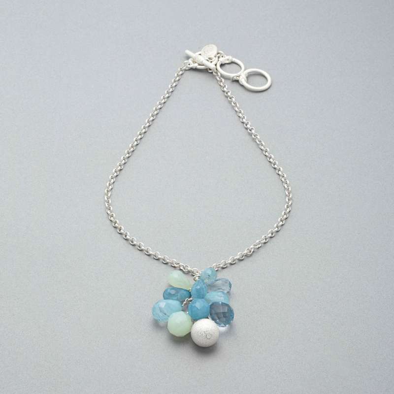 Cluster Drop Necklace, Silver, large image number 0